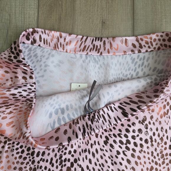 Anthropologie Leopard Satin Pink High Waist Elastic Mini Skirt Women Sz M - Picture 4 of 5
